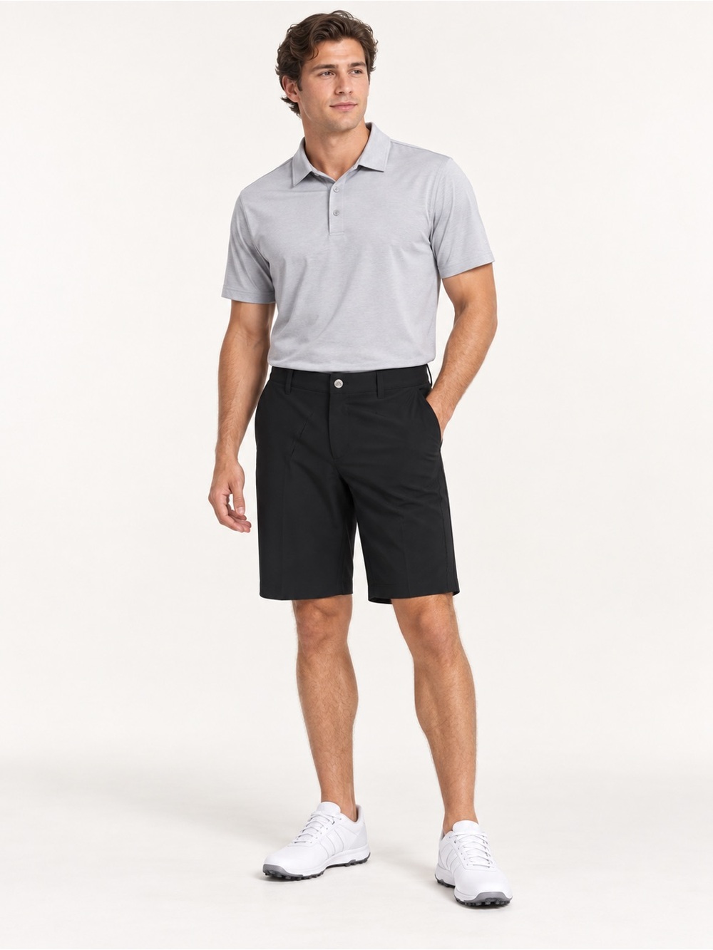 Adidas Mens 38 Black Stretch Performance Golf Shorts Flat Front